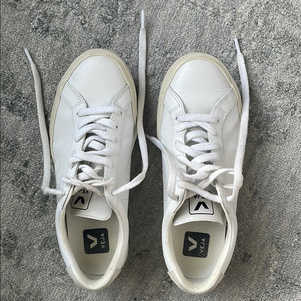 Veja Classic White Lace-Up Sneakers